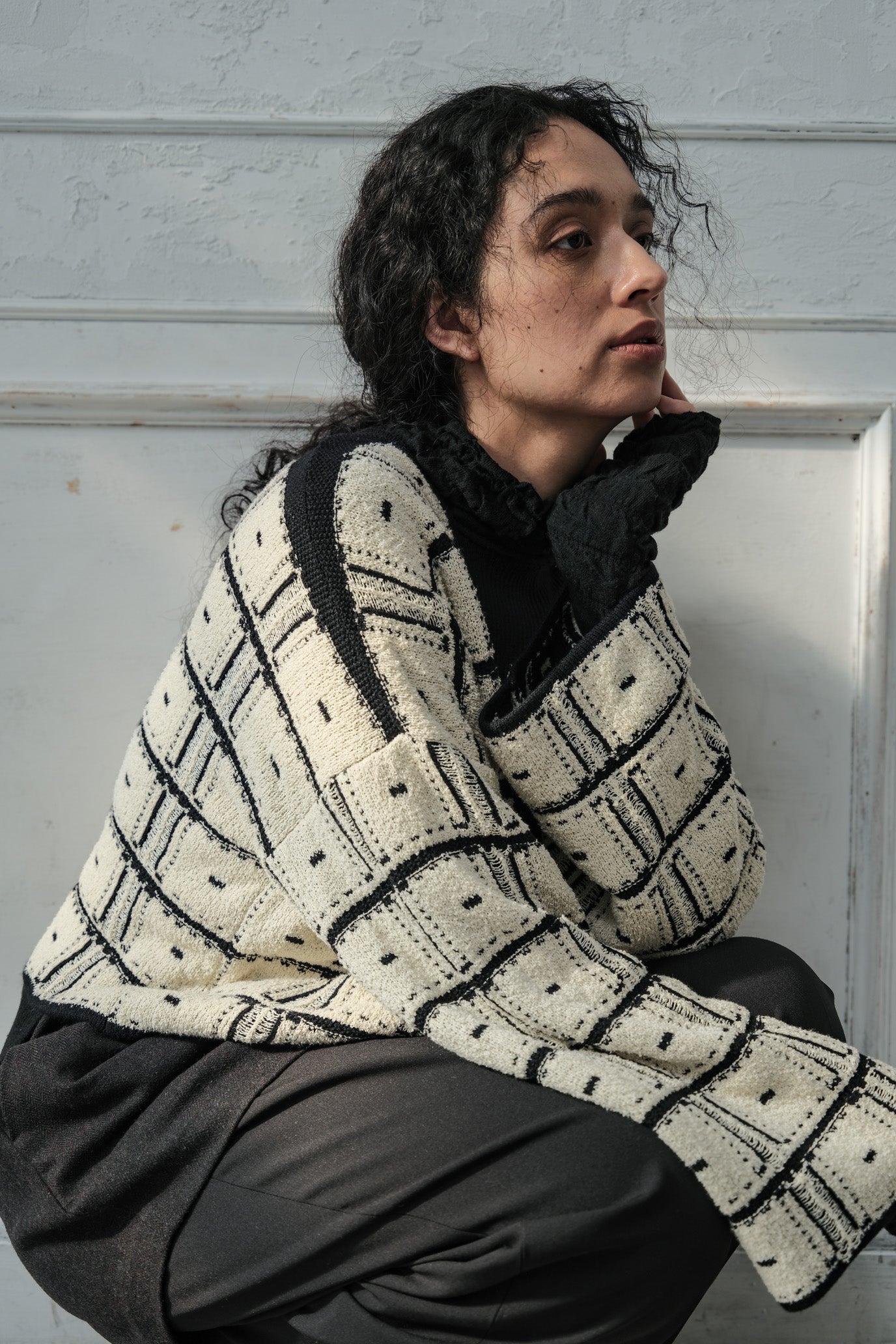 Reversible Geometric Drop Cardigan