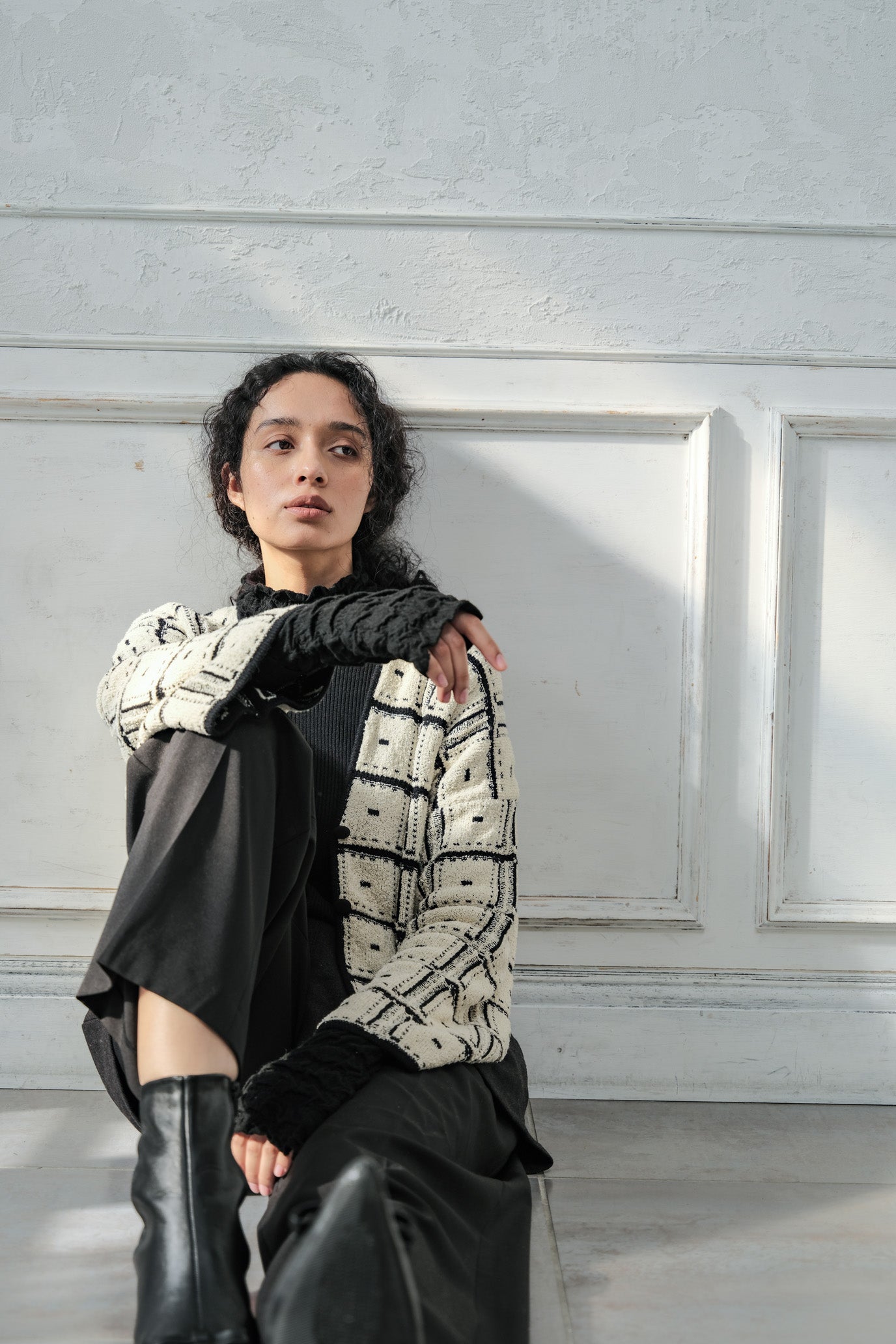 Reversible Geometric Drop Cardigan