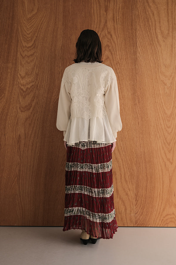 Vintage Print Random Pleated Skirt