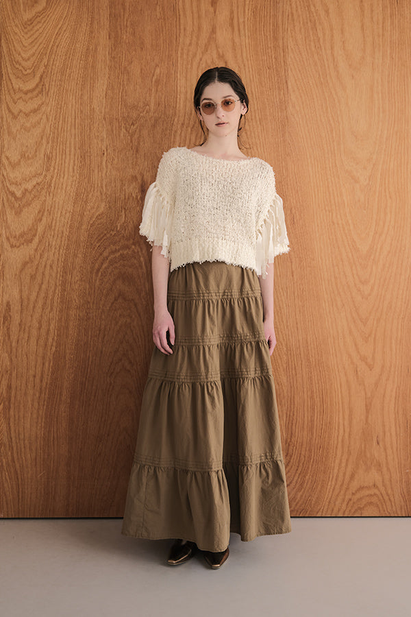 Tape Yarn Fringe Pullover