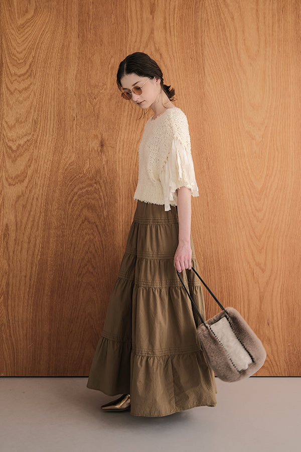 Tape Yarn Fringe Pullover