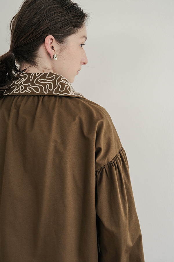 Cord Embroidered Collar Blouse