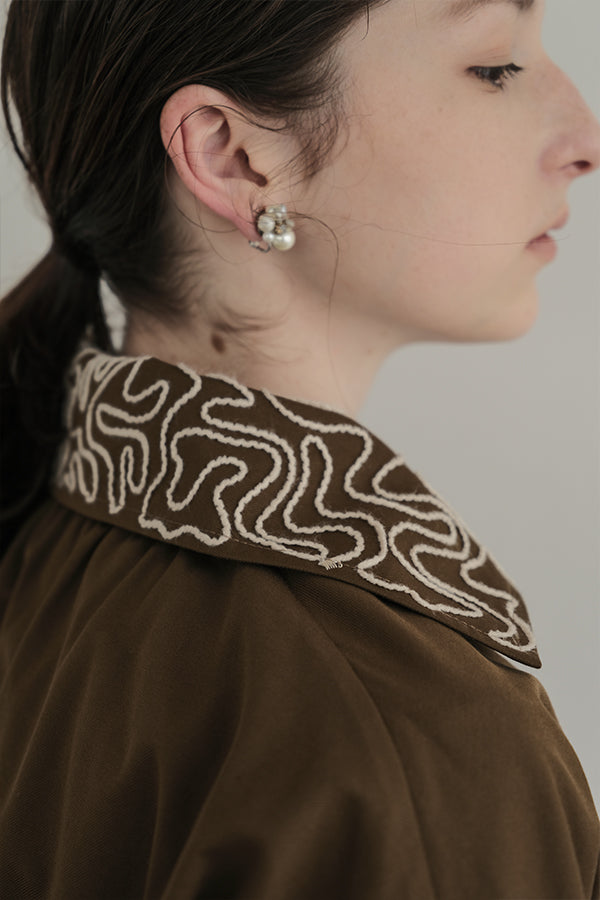 Cord Embroidered Collar Blouse