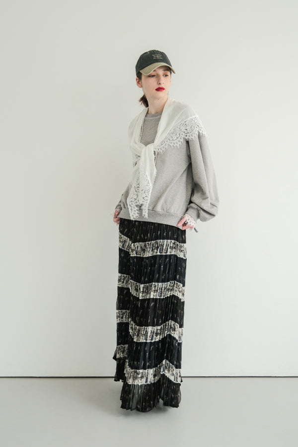 French Terry Pullover with Lace Cape