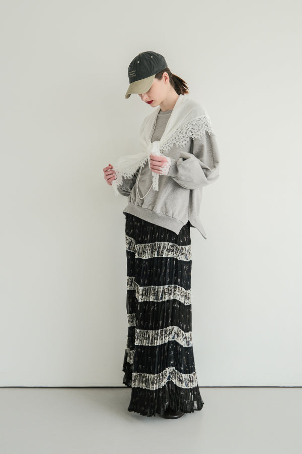 French Terry Pullover with Lace Cape