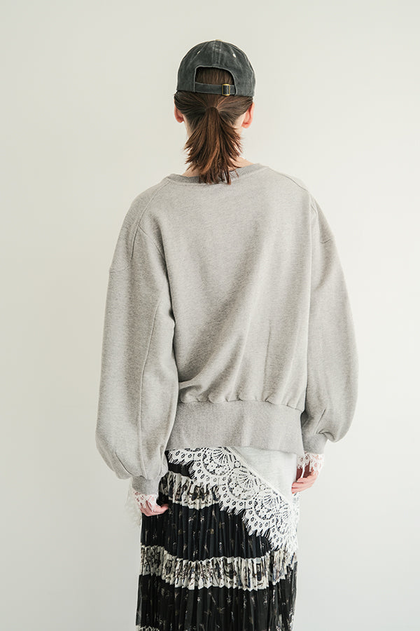 French Terry Pullover with Lace Cape