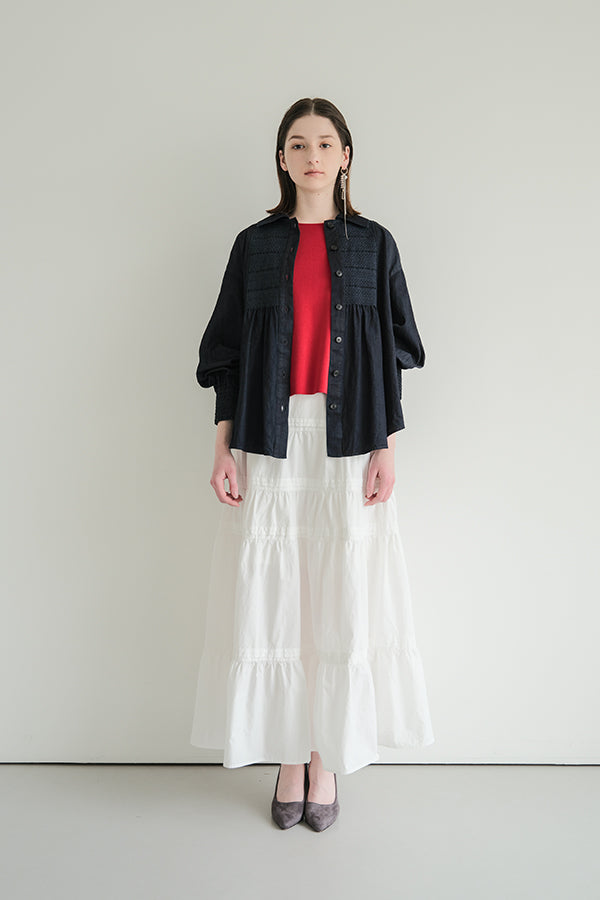 Shirred Denim Shirt