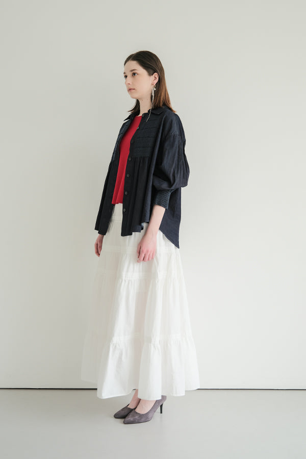 Shirred Denim Shirt