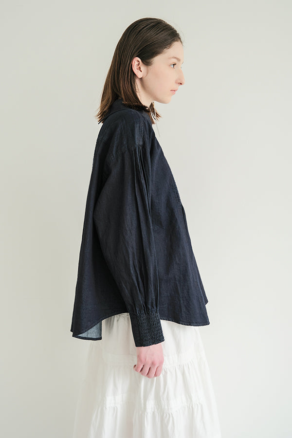 Shirred Denim Shirt