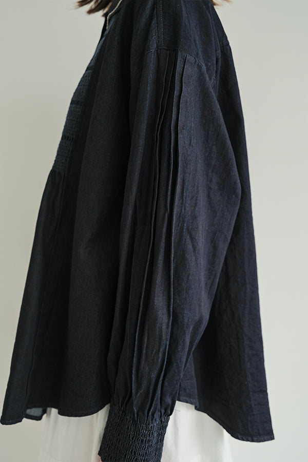 Shirred Denim Shirt