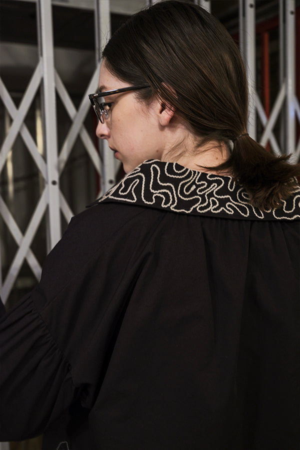 Cord Embroidered Collar Blouse