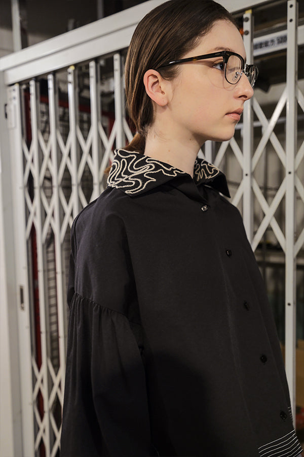 Cord Embroidered Collar Blouse