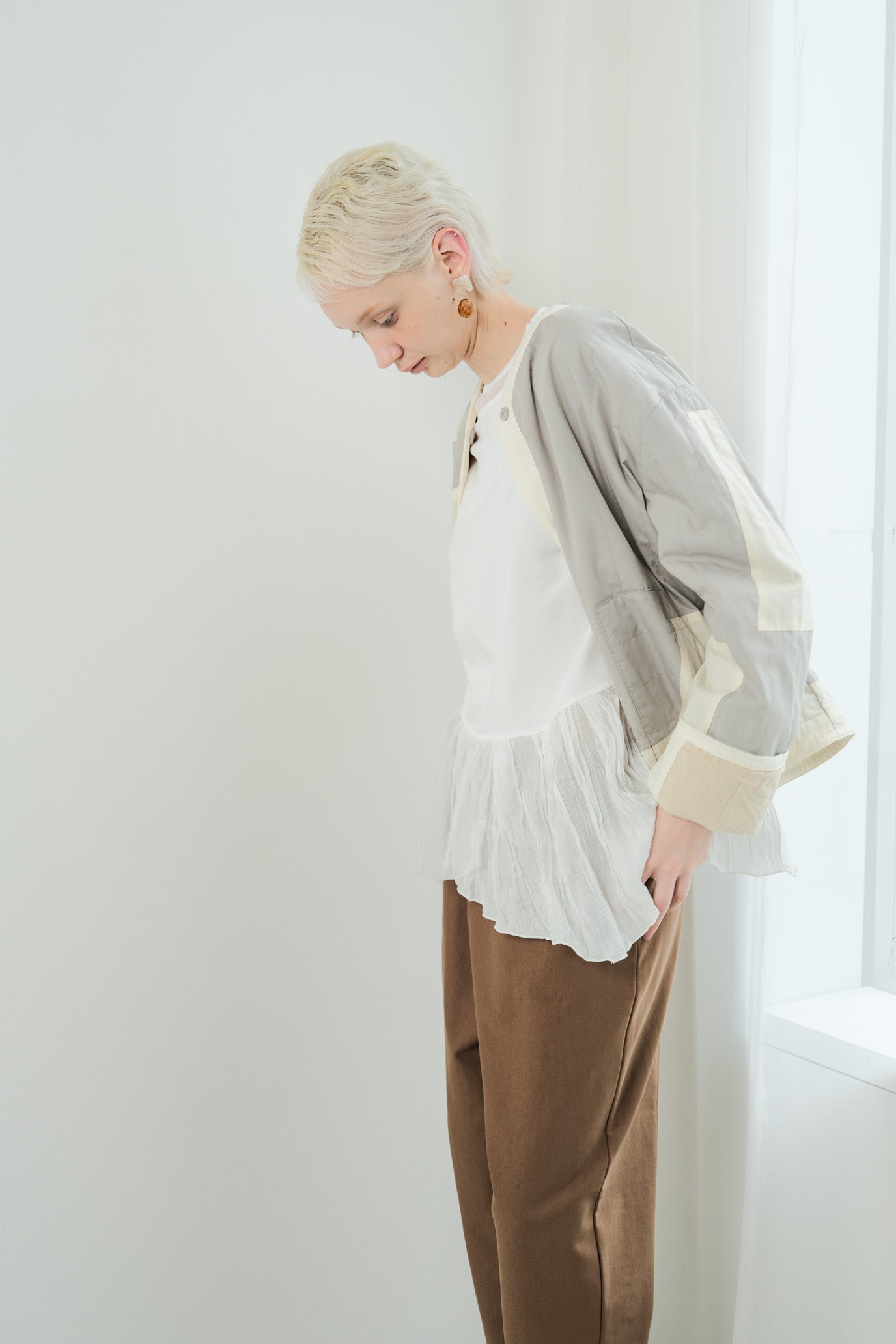 Tulle & Washed Peplum Pullover