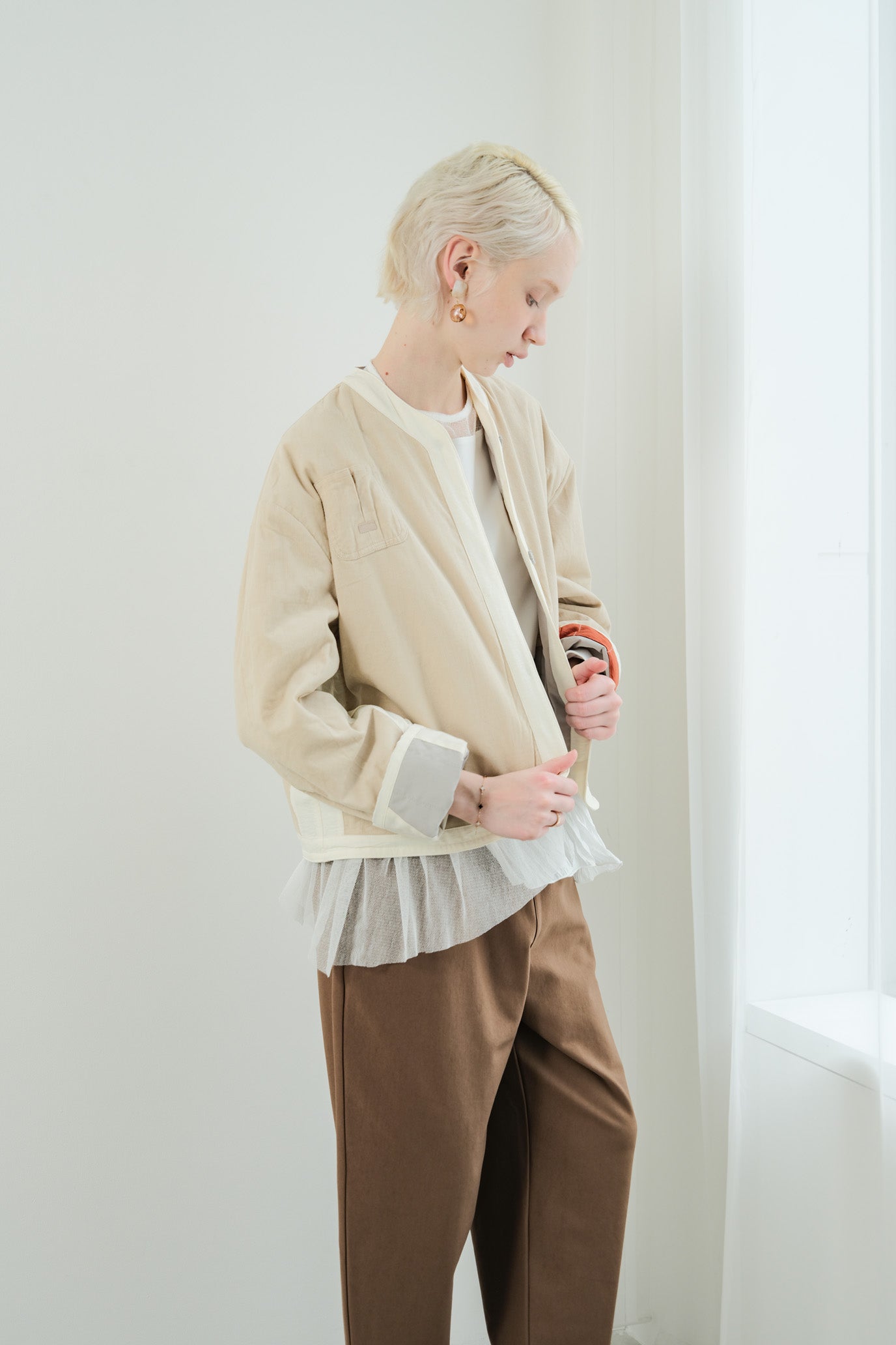 Tulle & Washed Peplum Pullover
