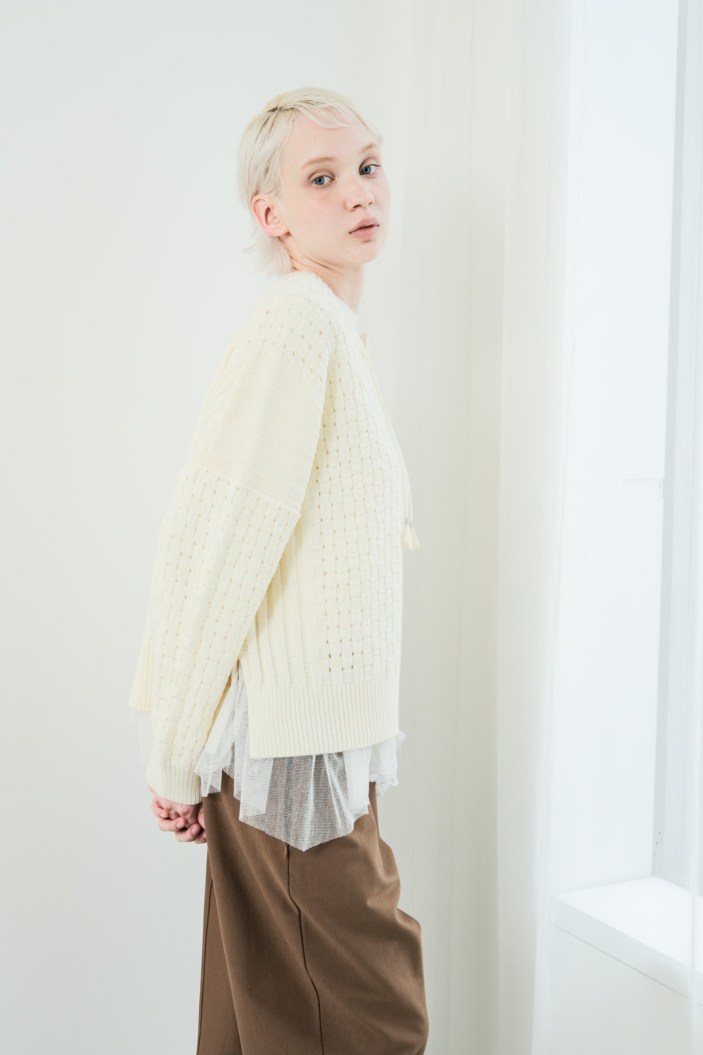 Tulle & Washed Peplum Pullover