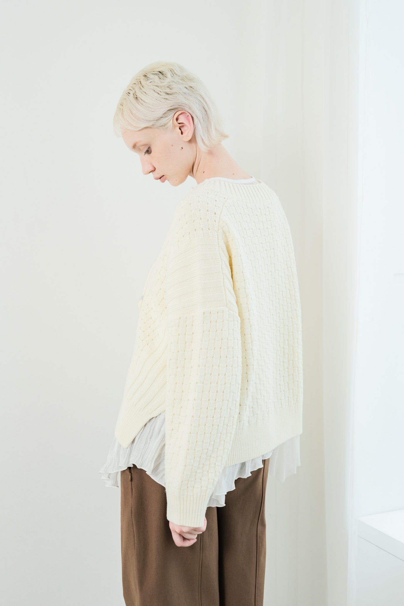 Tulle & Washed Peplum Pullover