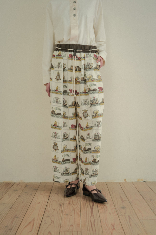 Vintage Scarf Print Trousers