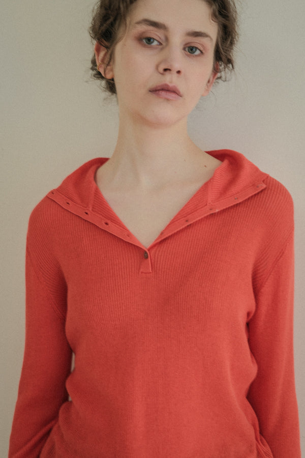 COCOCHI Rib Hooded Round Hem Pullover