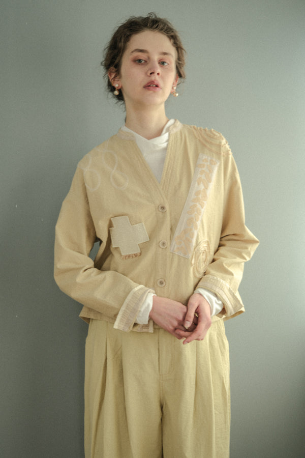 Motif Embroidered Short Jacket