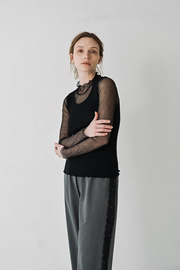 Mesh High Neck Pullover