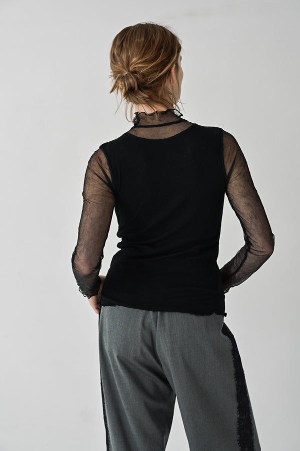 Mesh High Neck Pullover
