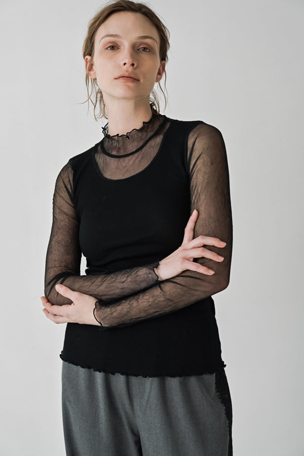 Mesh High Neck Pullover