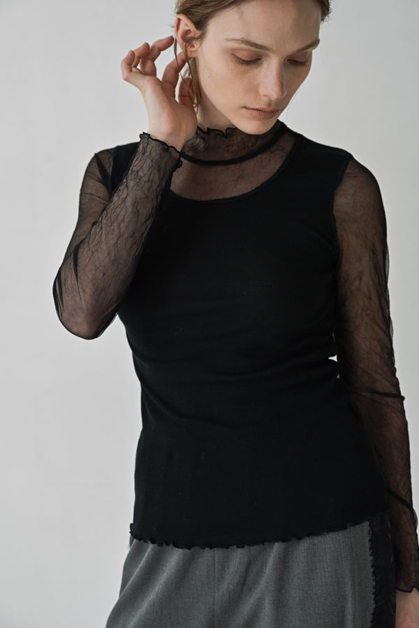 Mesh High Neck Pullover