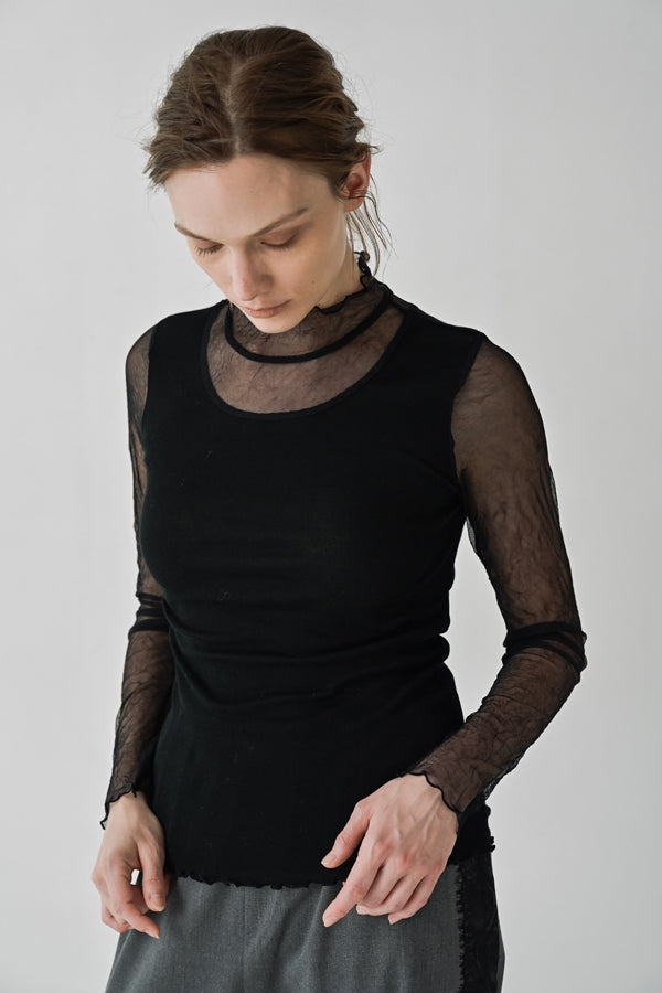 Mesh High Neck Pullover