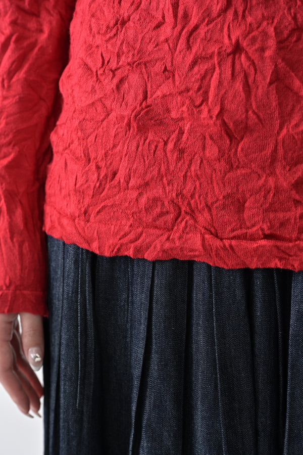 Wrinkle Plain High Neck Pullover
