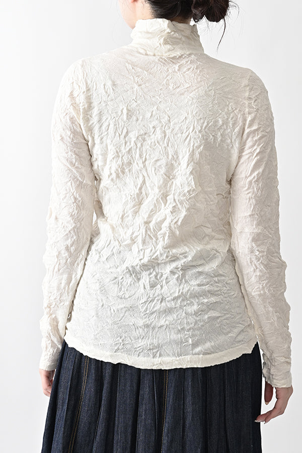Wrinkle Plain High Neck Pullover