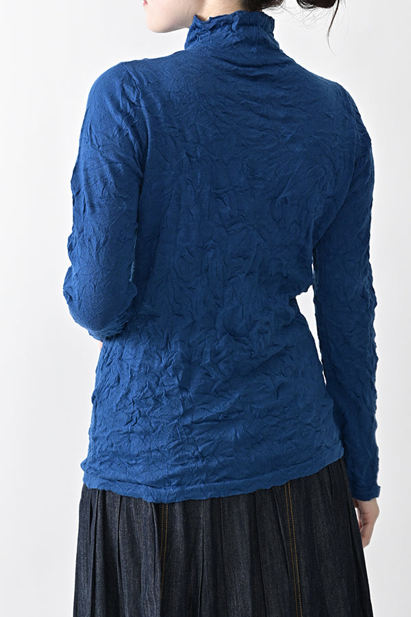 Wrinkle Plain High Neck Pullover