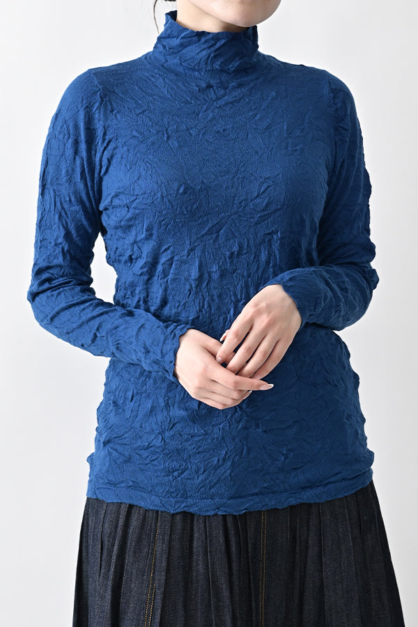 Wrinkle Plain High Neck Pullover