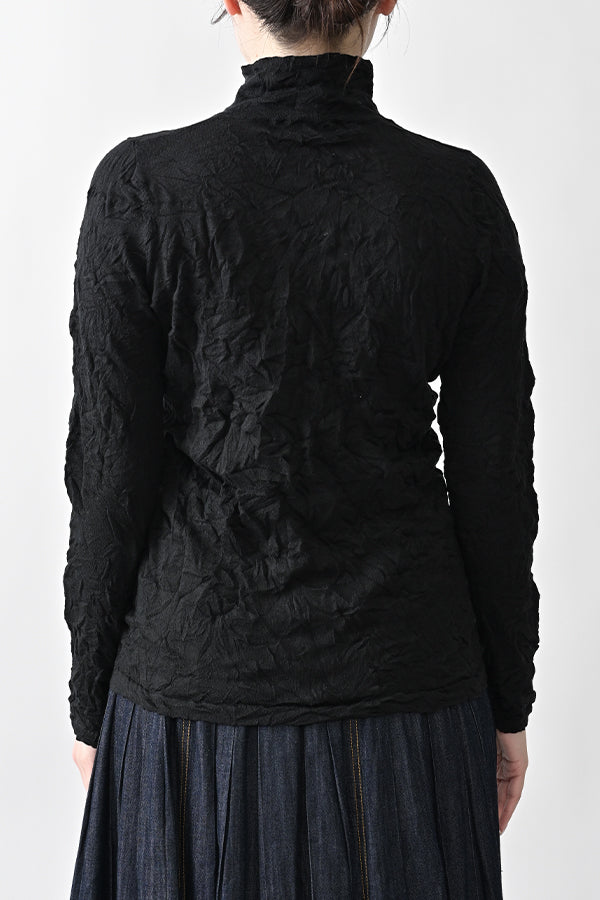 Wrinkle Plain High Neck Pullover