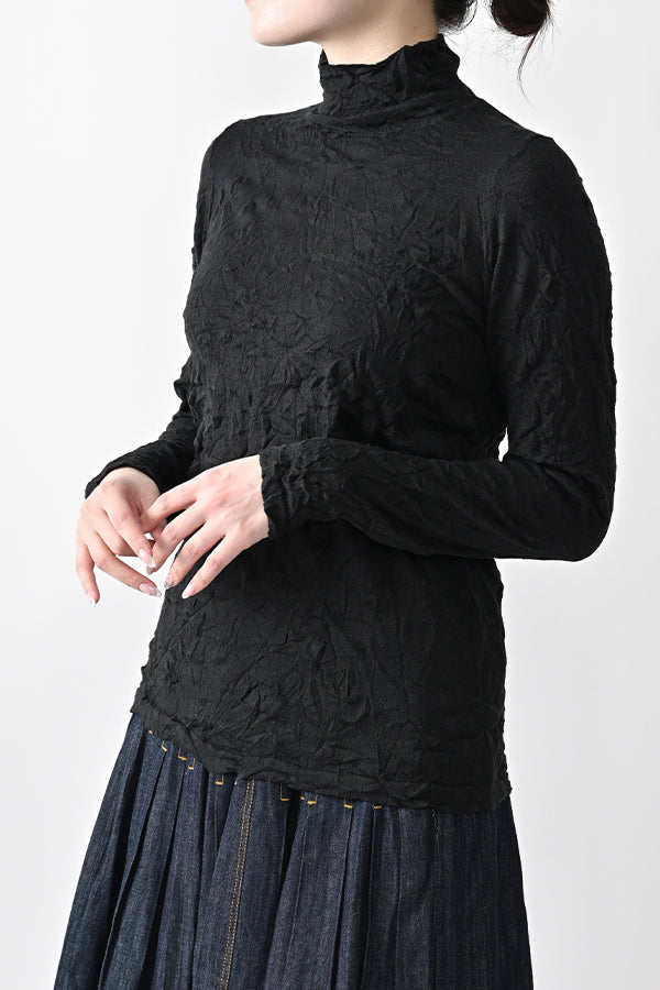 Wrinkle Plain High Neck Pullover