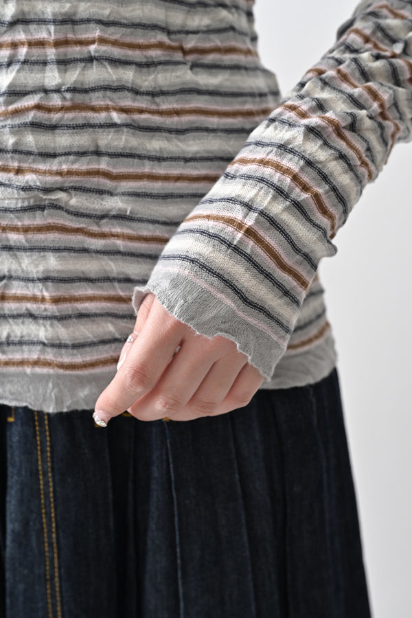 Crinkled Stripe Pullover