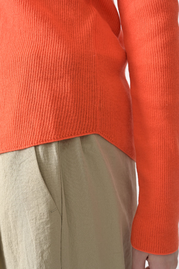 COCOCHI Rib Hooded Round Hem Pullover