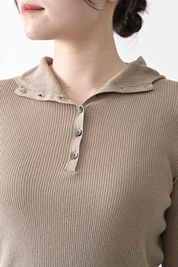 COCOCHI Rib Hooded Round Hem Pullover