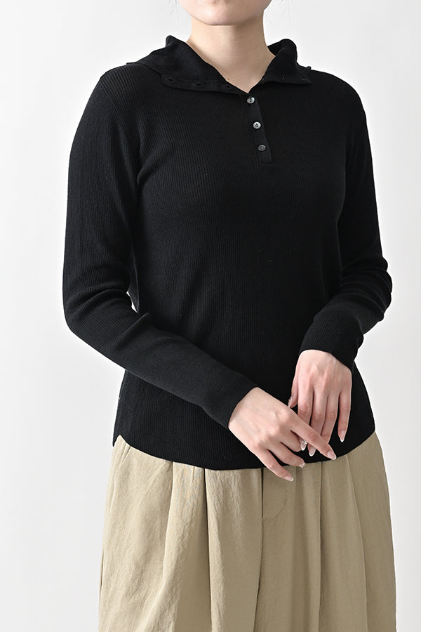 COCOCHI Rib Hooded Round Hem Pullover