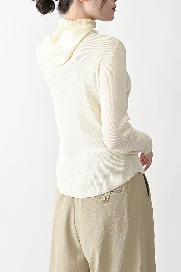 COCOCHI Rib Hooded Round Hem Pullover