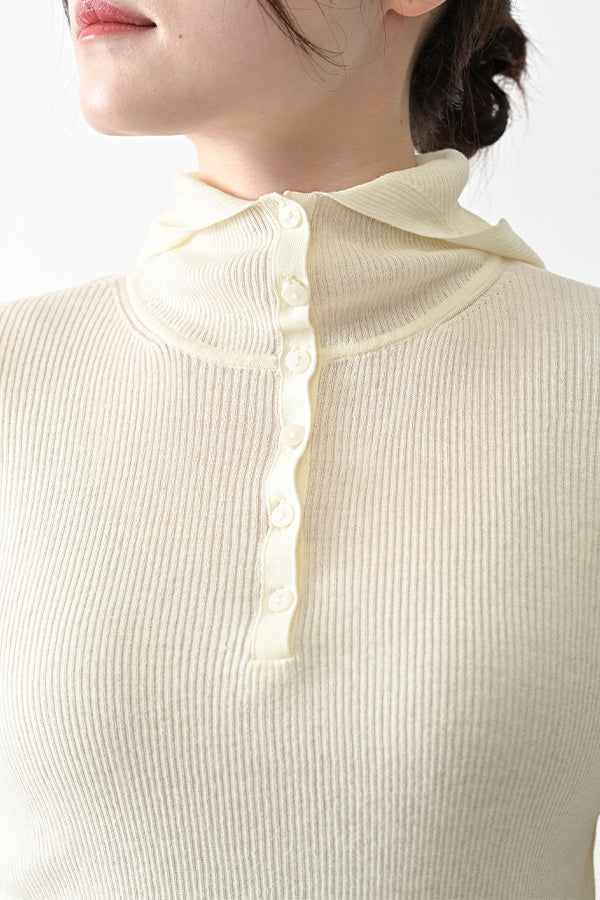 COCOCHI Rib Hooded Round Hem Pullover