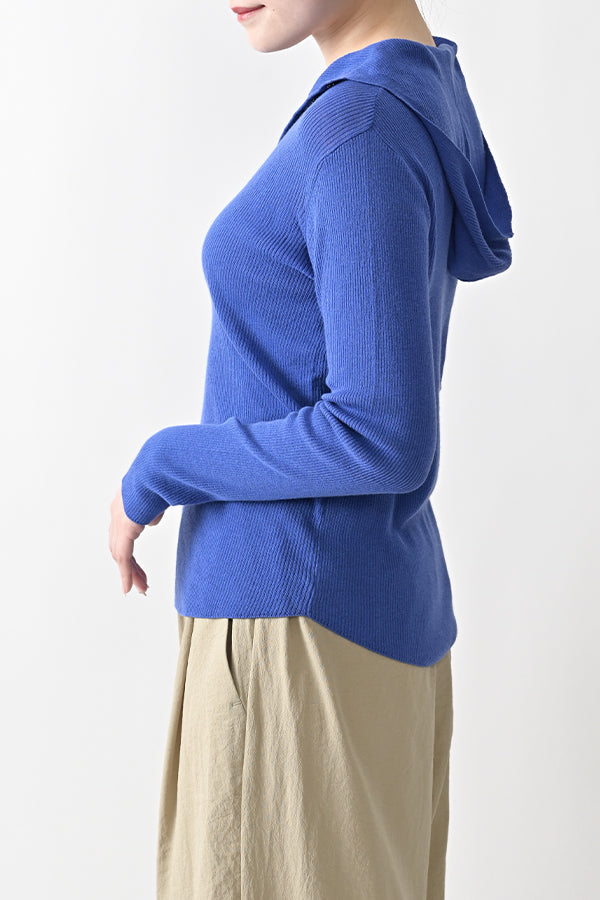 COCOCHI Rib Hooded Round Hem Pullover