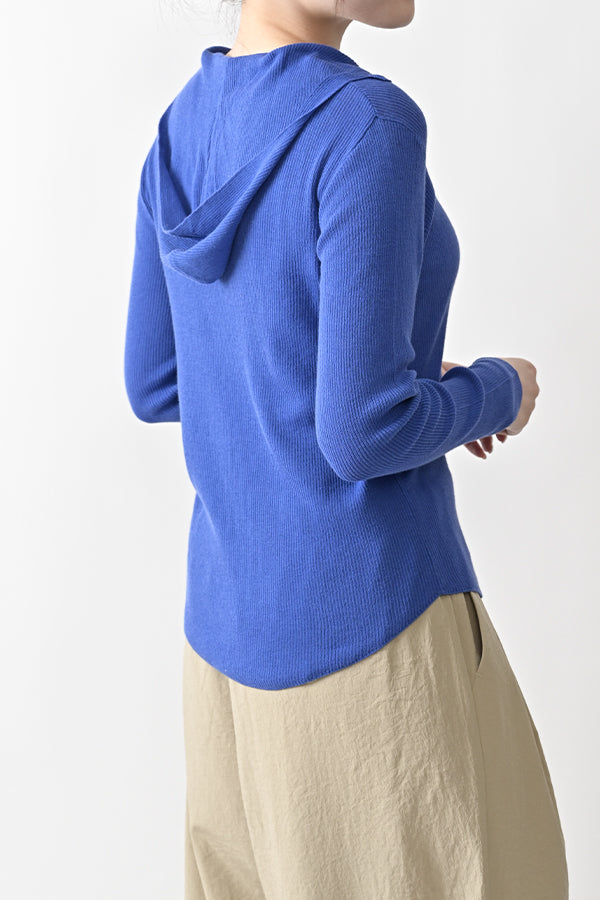 COCOCHI Rib Hooded Round Hem Pullover