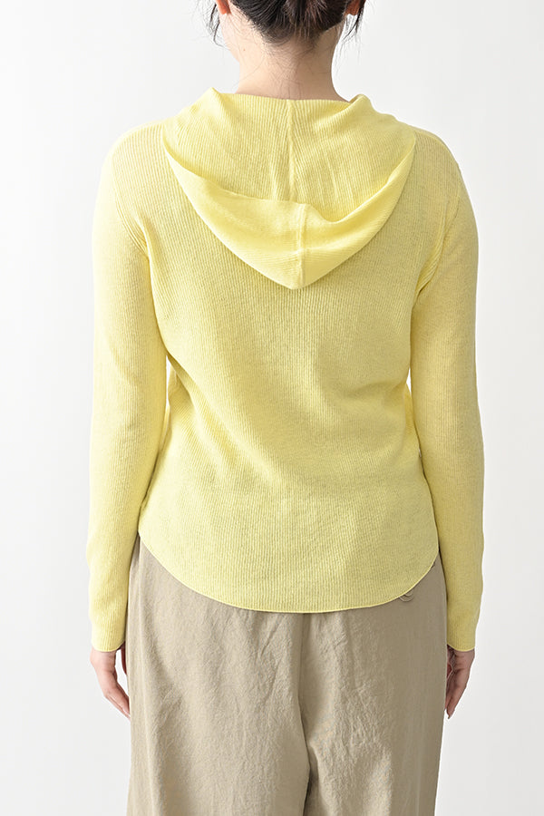COCOCHI Rib Hooded Round Hem Pullover
