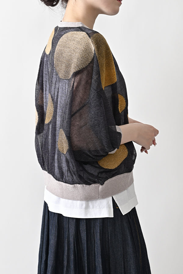 Sheer Circle Gather Cardigan