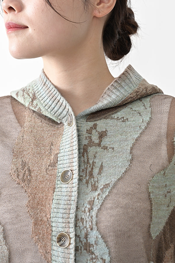 Sheer Camouflage Hooded Cardigan