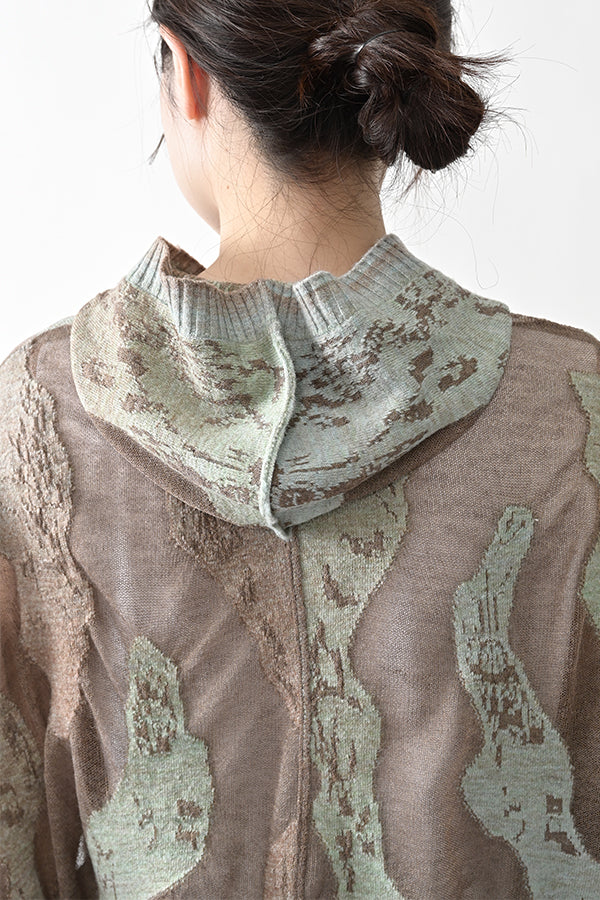 Sheer Camouflage Hooded Cardigan