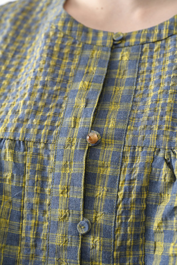 Voluminous Check Frill Blouse