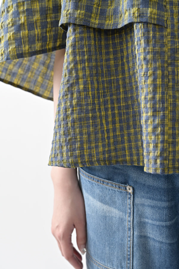 Voluminous Check Frill Blouse