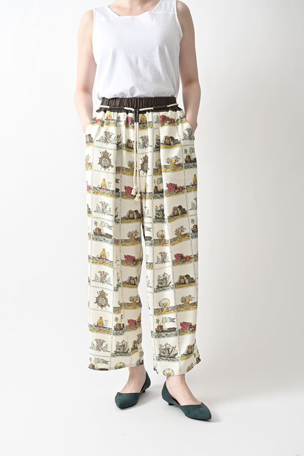 Vintage Scarf Print Trousers