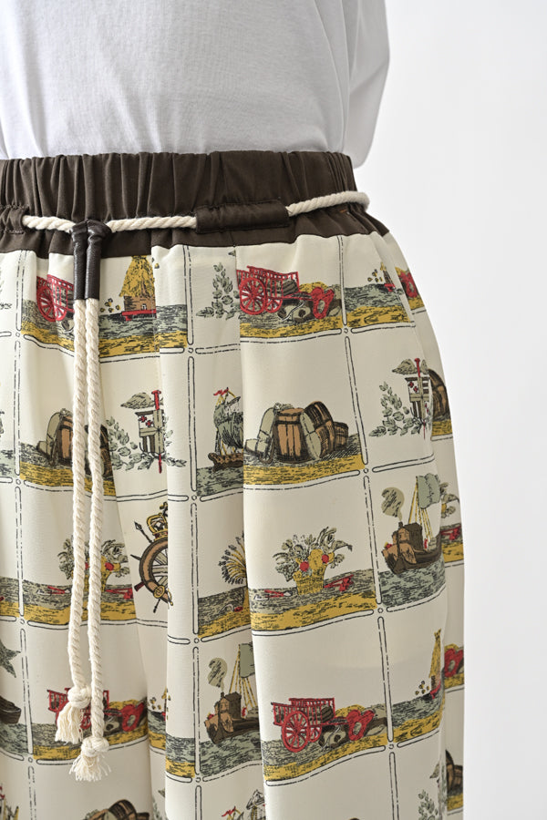 Vintage Scarf Print Trousers